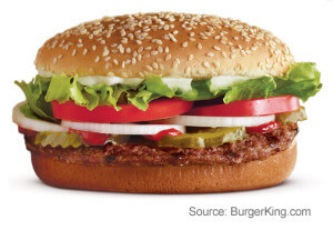 Much is a Whopper from Burger King? - Food Menu