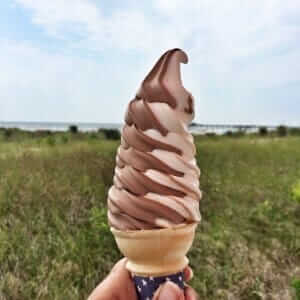 Vanilla Chocolate Ice Cream cone at the Jersey Shore