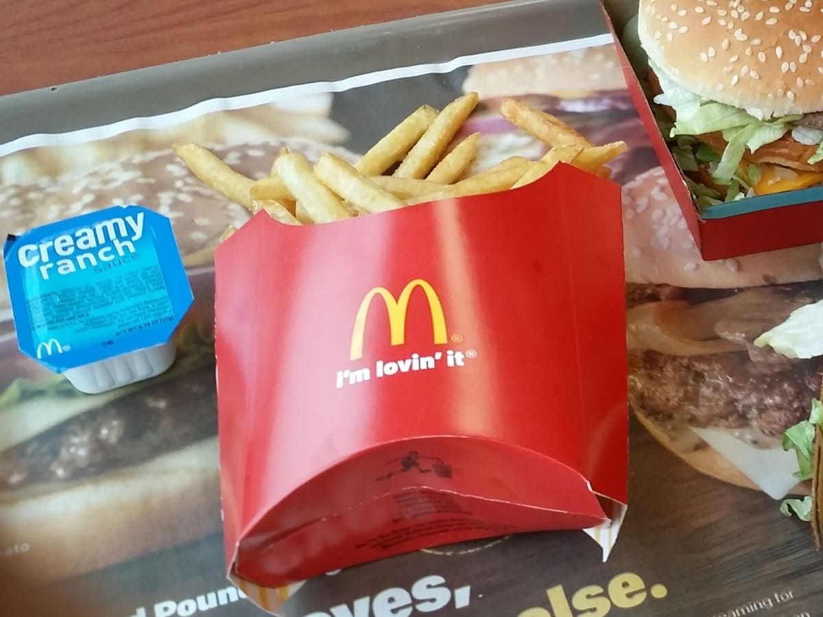 McDonalds medium fries bottom up
